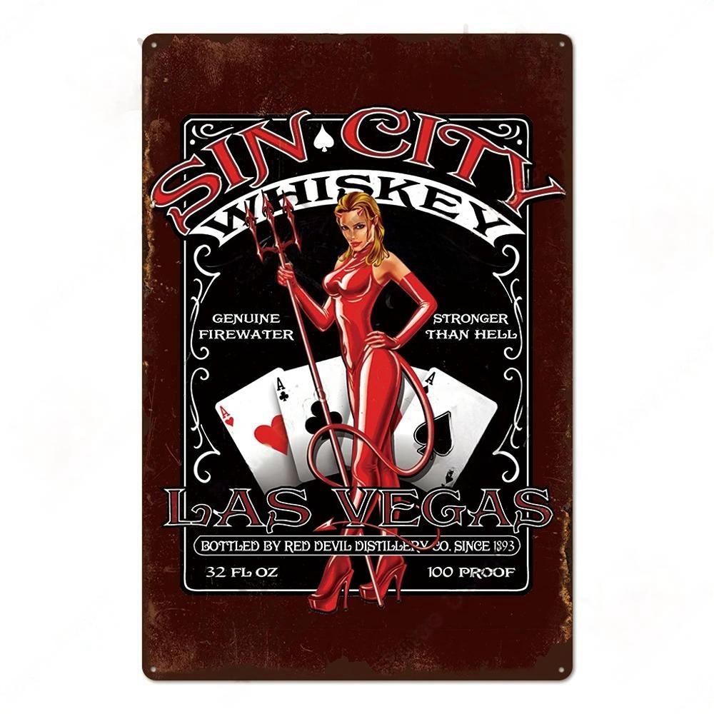 Vintage Whisky Plechová cedule Kovový plechový znak Pin-up girl Retro Nástěnná dekorace Pro garáž Klub Bar Pánská jeskyně Pub Kavárna Nástěnná dekorace