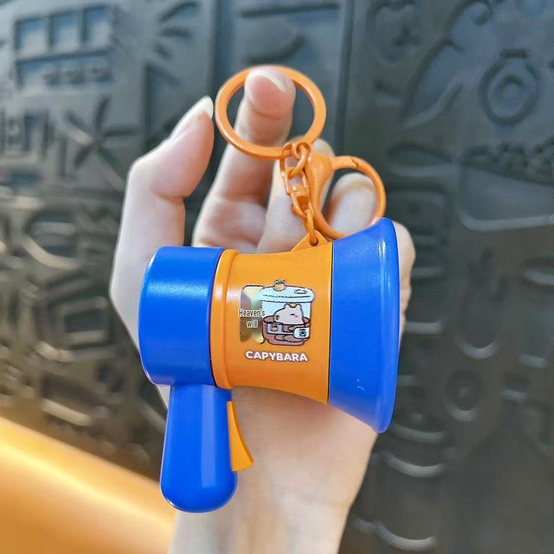 Mini Capybara Speaker Keychain: Cartoon Decompression Toy & Schoolbag Pendant