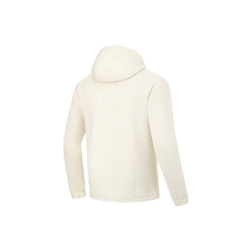 Li-Ning Fitness Series All-Weather Solid Color Hooded Zip-Up Sweatshirt Men Tops Milk-White AWDT741-2