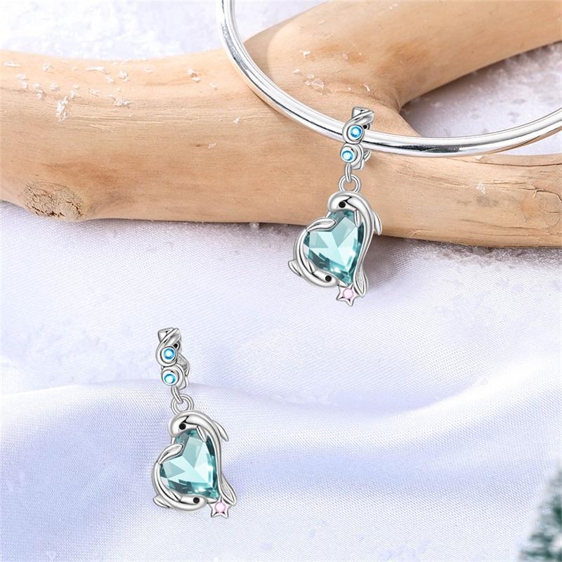 Copper Charms Blue Mermaid Pearl Dolphin Yellow Honey Can Beads Pendant Fit Original Bracelet Diy Jewelry For Women