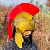 Roman Centurion  Brass Plated Gladiator  with Red  Medieval Armor Helmet Collectible Warrior Costume