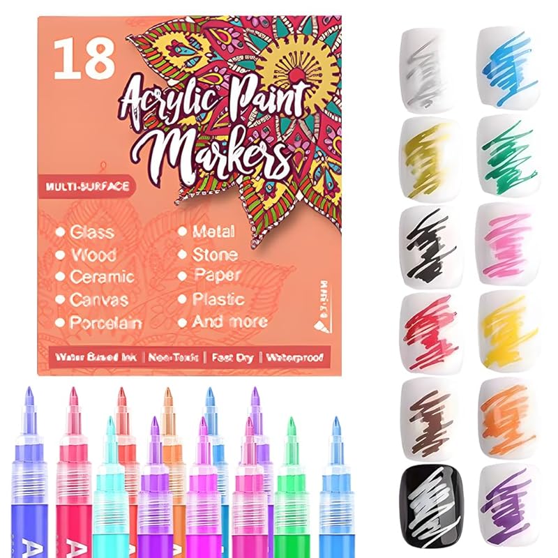 3D 0.7MM Quick Dry Essentials Nail Art Pens Set Spring Summer for Nail Art Design Acrylic Paint Makers Drawing Point Liner Pen Dotting Tools