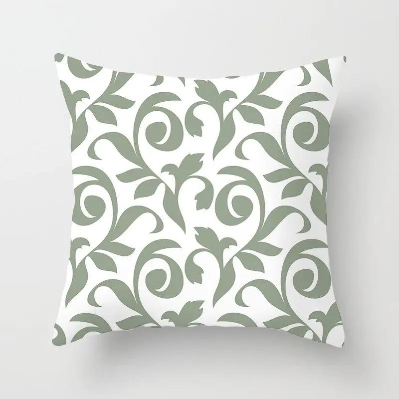 Delicate Fresh Green Pillowcase Art Pattern Cushion Cover Geometric Breathable Decoration