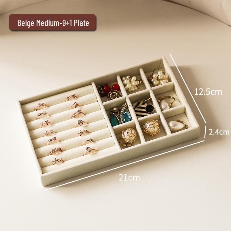 Plaid Flannel Jewelry Storage Box with Dividers for Earrings and Necklaces