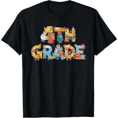 Funny Chicken Fourth Grade Back To School Kids Boys Girls T-Shirt