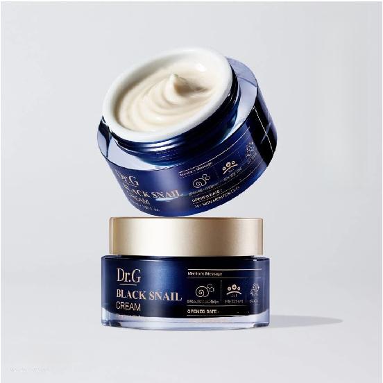 Dr.G Zwarte Slakken Crème 50ml met 20% Slakkenafscheidingsfiltraat en 1.000ppm Propolis die helpen de huidelasticiteit te verbeteren met rijke voeding.