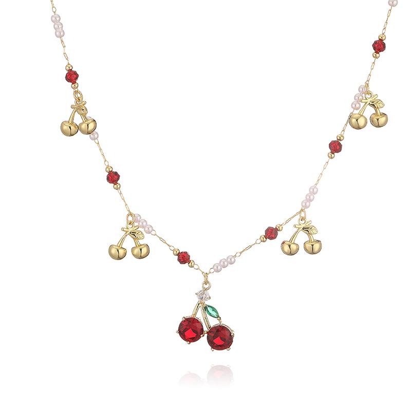 

HECHENG Cute Sweet Colorful 18K Golden Plated Zircon Enamel Drip Oil Fruit Pendant Women s Fashion Zircon Bead Necklace 1 Piece Other