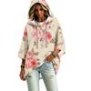 Damen Dreiviertelarm Kapuzenpullover mit Blumenprint Pullover Top Lässige Mode