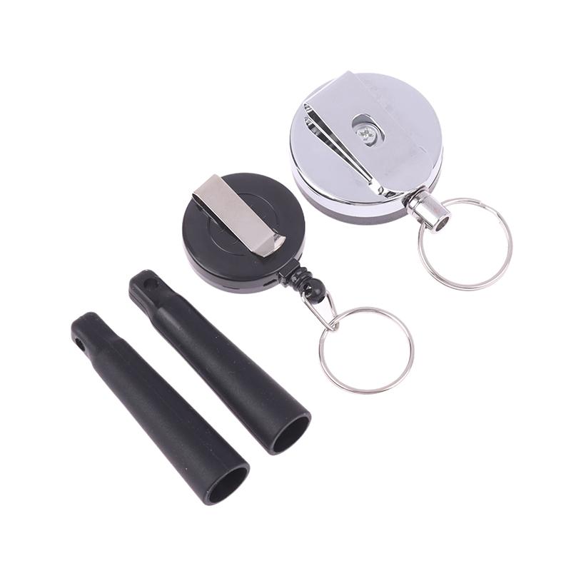 Camping Heavy Duty Retractable Pen Cap Pull Keychain Holder Reel Carpenter Pencils Anti Lost Rope Key Ring Chain Belt Clip