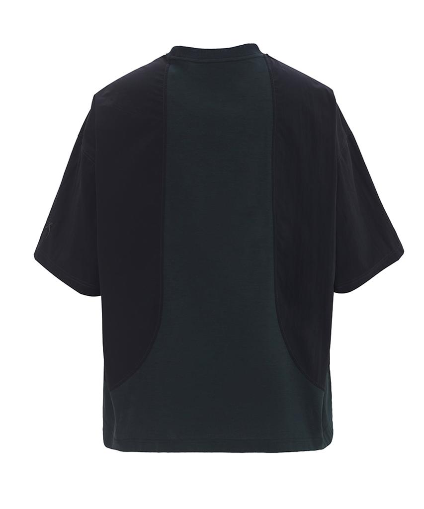ZENSAI Curved Line Woven Mix Fly T-Shirt