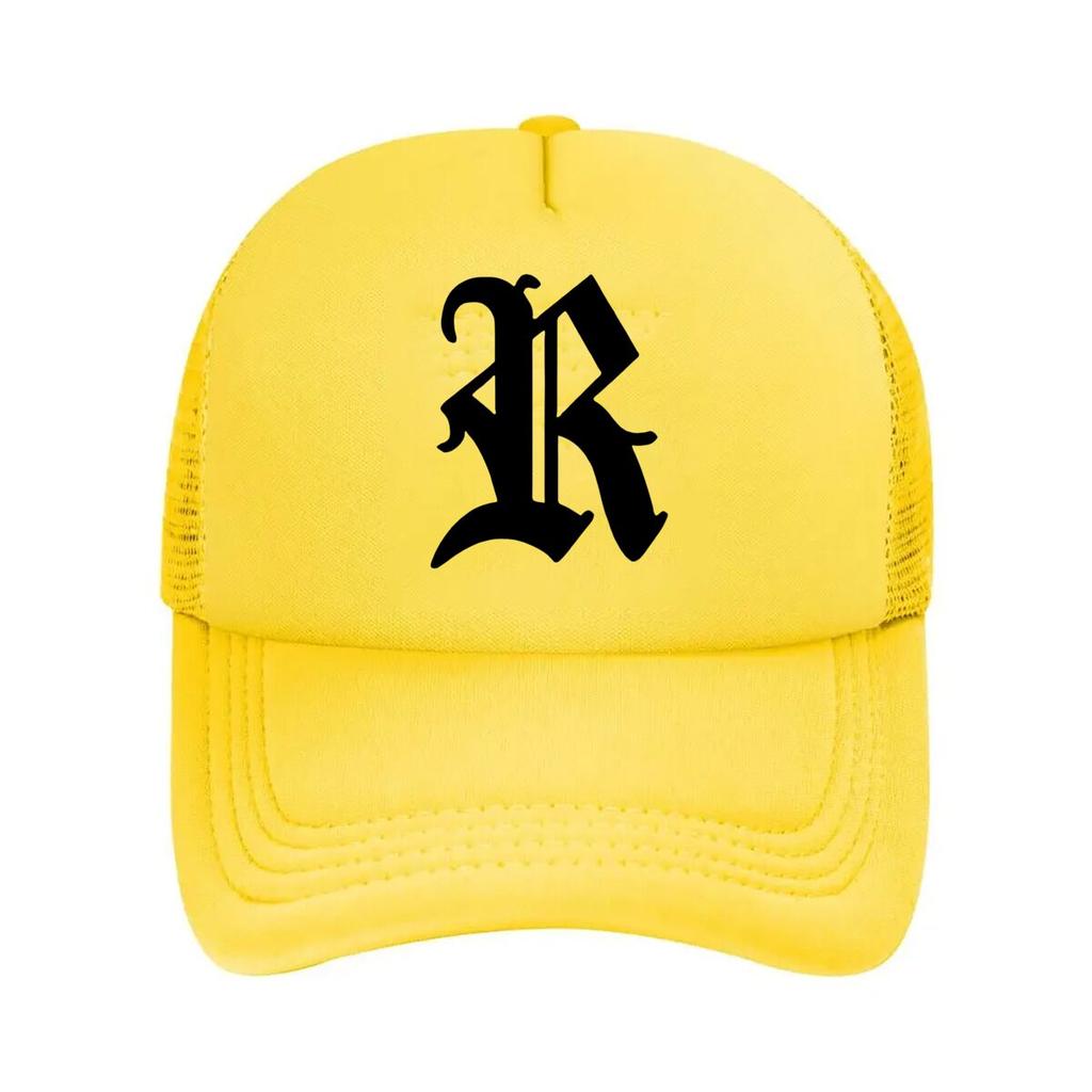 Oversized Graphic R Print Mesh Baseball Cap Dad Hat Hip Hop Snapback Cap