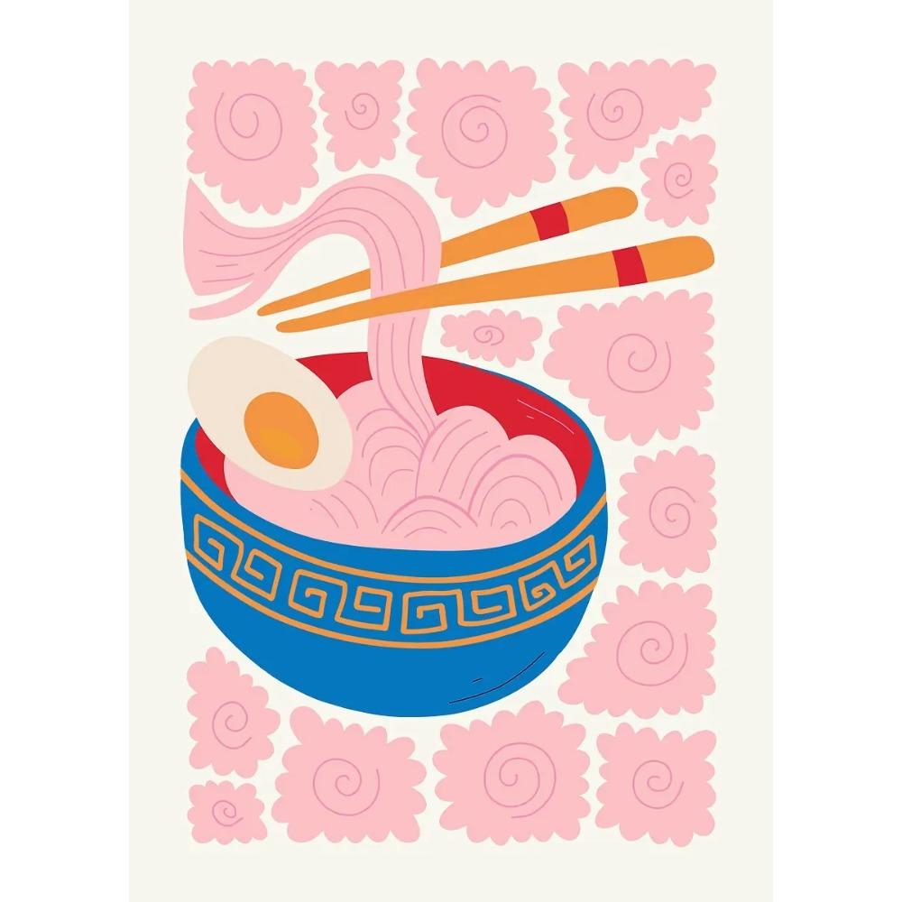 Minimalism Foods Posters Delicious Oyster Pink Ramen Bowl Shrimp Hot Dog Prints Canvas Painting Wall Pictures Home Kitchen Decor