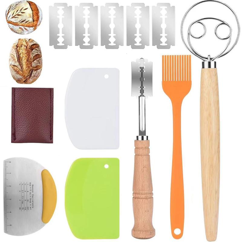 Danish Dough With Sourdough Scoring Tool-Bread Whisk Set Of 6 Pieces-Dough Hook,Dutch Whisk,Bread Lame