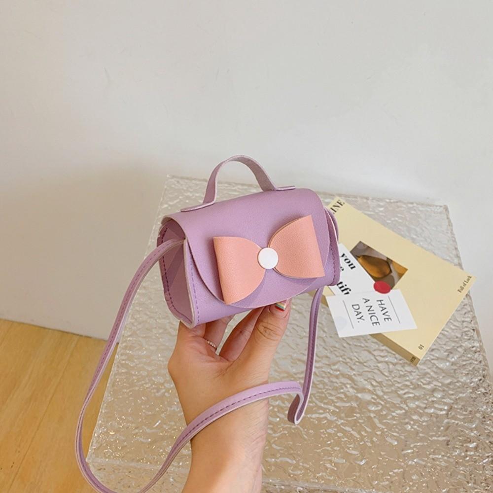 Cute Bowknot Crossbody Bag PU Material Square Bag New Single Shoulder Bag  Women фиолетовый