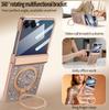 360 Rotating Bracket Luxury Magnetic Case for Samsung Flip 7 6 Full Protection Tempered Glass Screen Protector Kickstand Cover