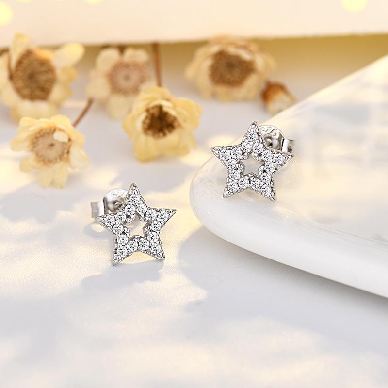 

Изысканные серьги с пятиконечной звездой из микрокристаллического циркония для женщин, новые легкие роскошные серьги Niche Super Flash