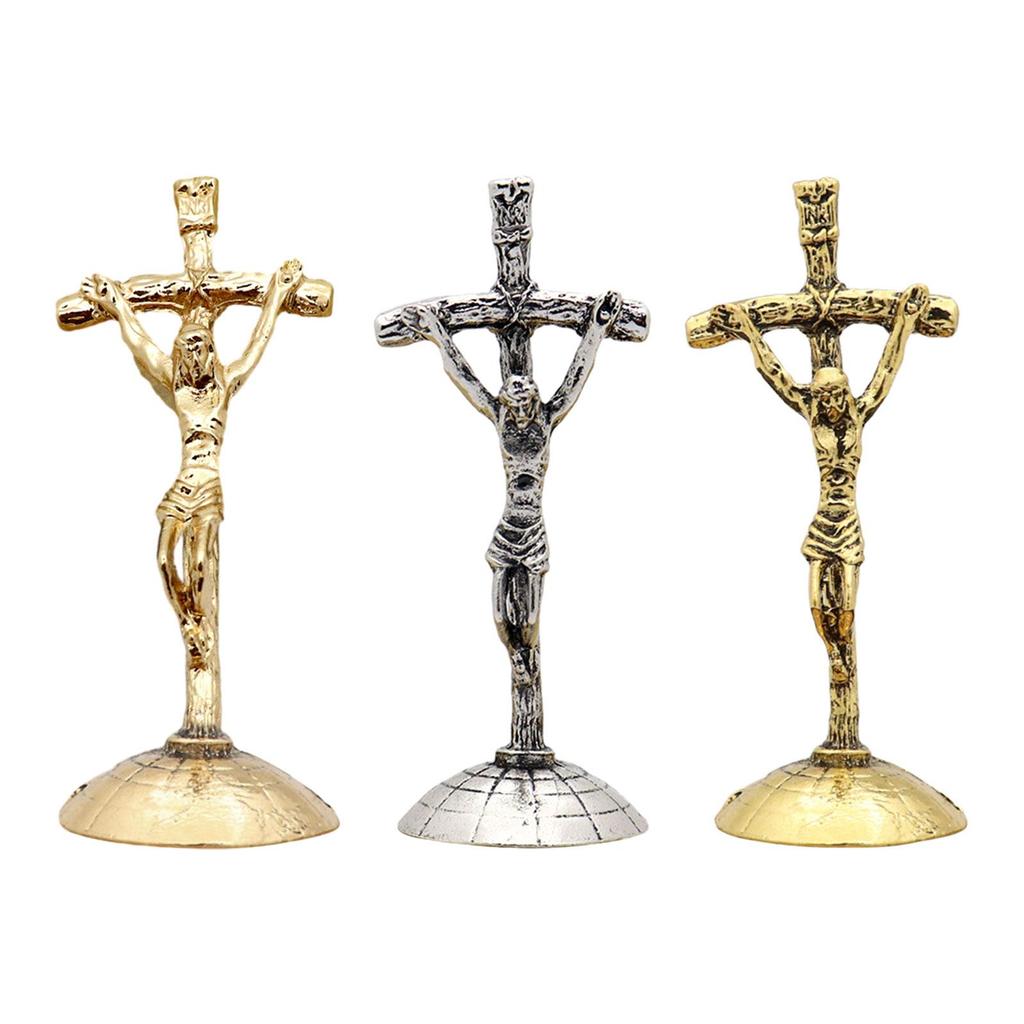 Tabletop Crucifix Standing Cross 3inch Tall Christian Table Decoration for Home Decor, Devout Gifts Fine Workmanship