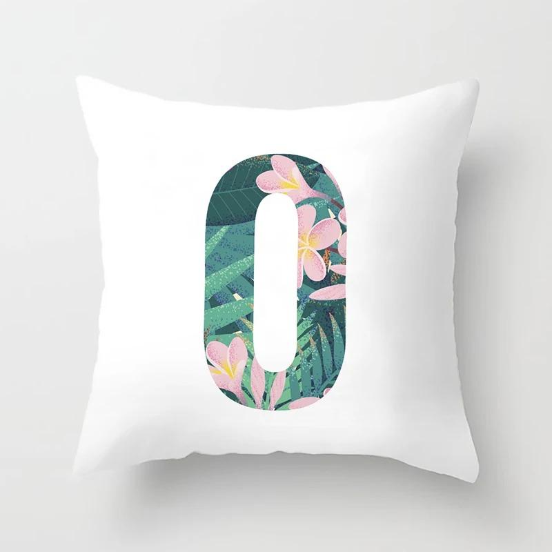 Luxury Home Pillowcase Square Office Decoration Cushion Cover Simple Floral English Letter Pattern Decoration