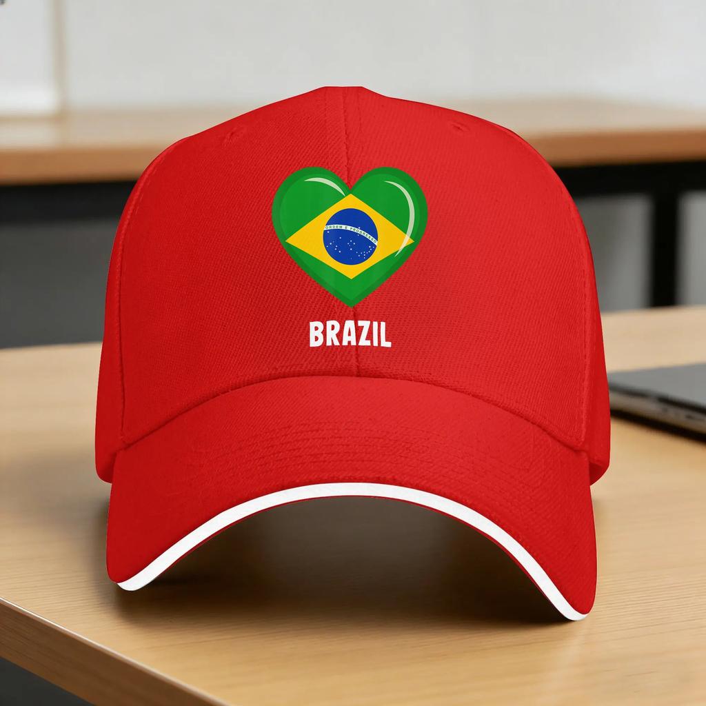 Brazil Flag Heart Baseball Cap Unisex Women Custom DIY Hip Hop Hats Summer yk Cute Running Hippie Sun Visor Baseball Caps