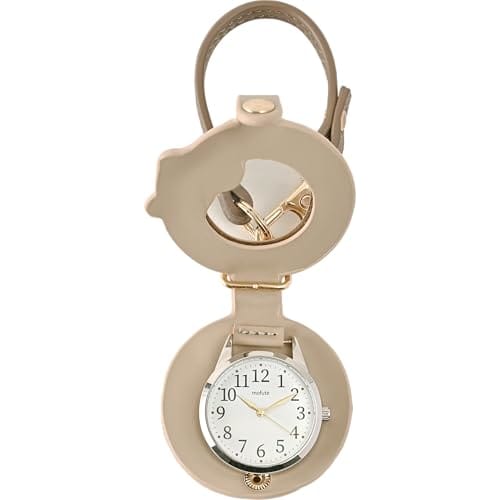 Fieldwork Women's Analog Pocket Watch with Magnifying Glass, 2x Magnification, Strap, Bag Charm, Anipe Toy Poodle Design, Brown, MKK3017-4