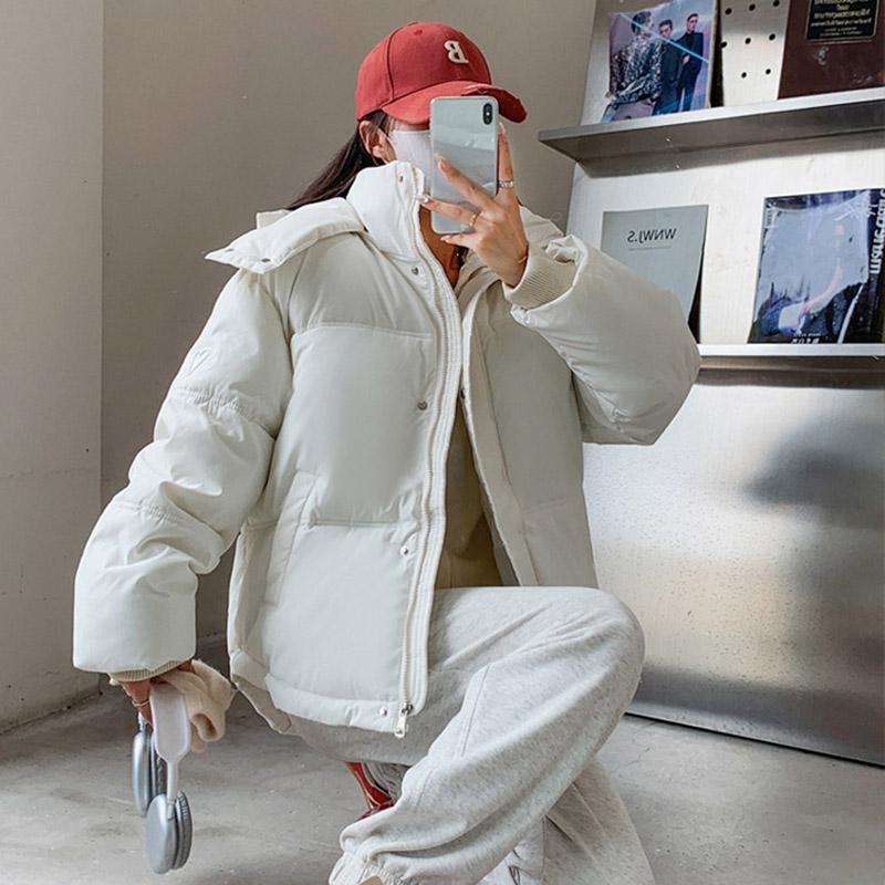 Kurtka puchowa damska na jesień i zimę, ciepła, wąska, lekka, gruba kurtka, duże rozmiary, luźne, wygodne topy rekreacyjne