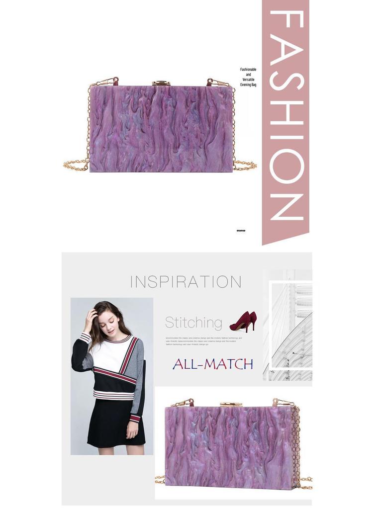 Women's Marble Pattern Acrylic Evening Crossbody Bag