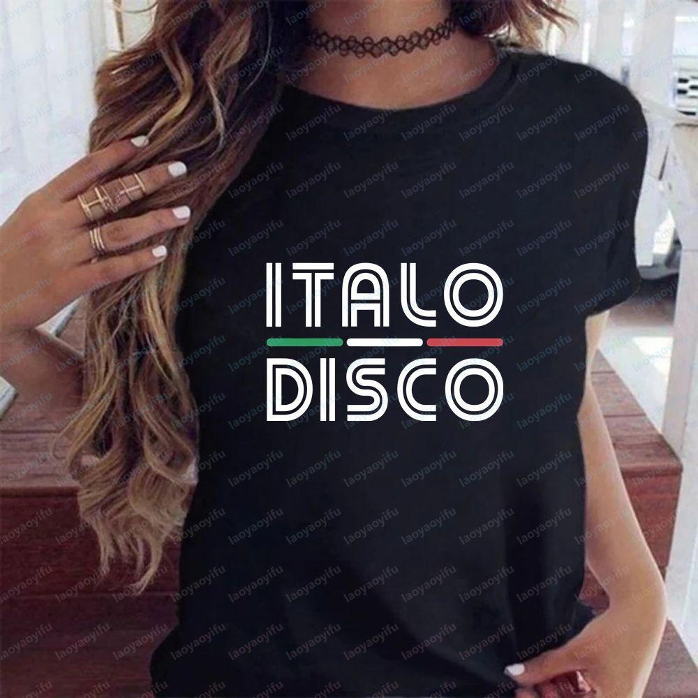 Italo Disco - Fashion Casual Trend Harajuku Short-sleeved Shirt Suitable for Both Unisex and WoUnisex. Patterned Pure Cotton T-shirt