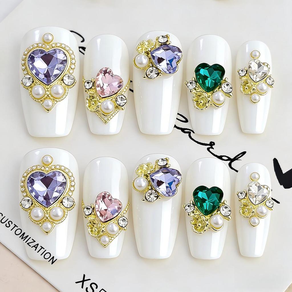 Luxury Crystal Mosaic Nail Art Decorations - Alloy and Pearl Influencer Style