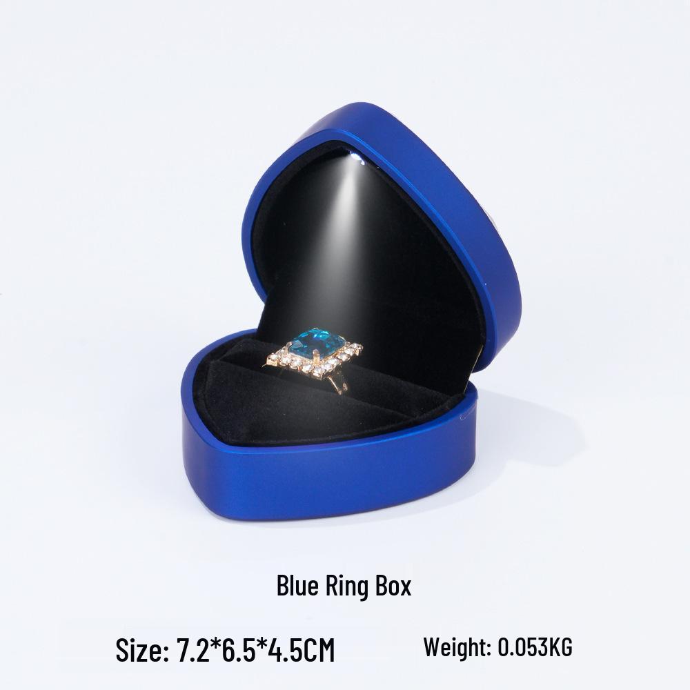 Heart-Shaped LED Ring Jewelry Box with Black Pearlescent Interior