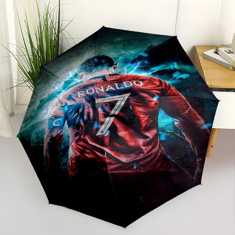 Cristiano Ronaldo Legacy Compact Travel Automatic Umbrella Sturdy 8-Rib Shaft Compact Design for Outdoor Daily Use Compact Folding Umbrella