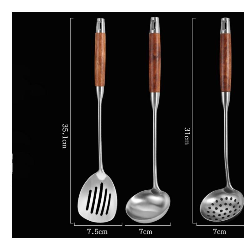 Mini Szpatułka Łyżka ze Stali Nierdzewnej z Rękojeścią z Drewna Różanego – Antypoślizgowe Przybory Kuchenne