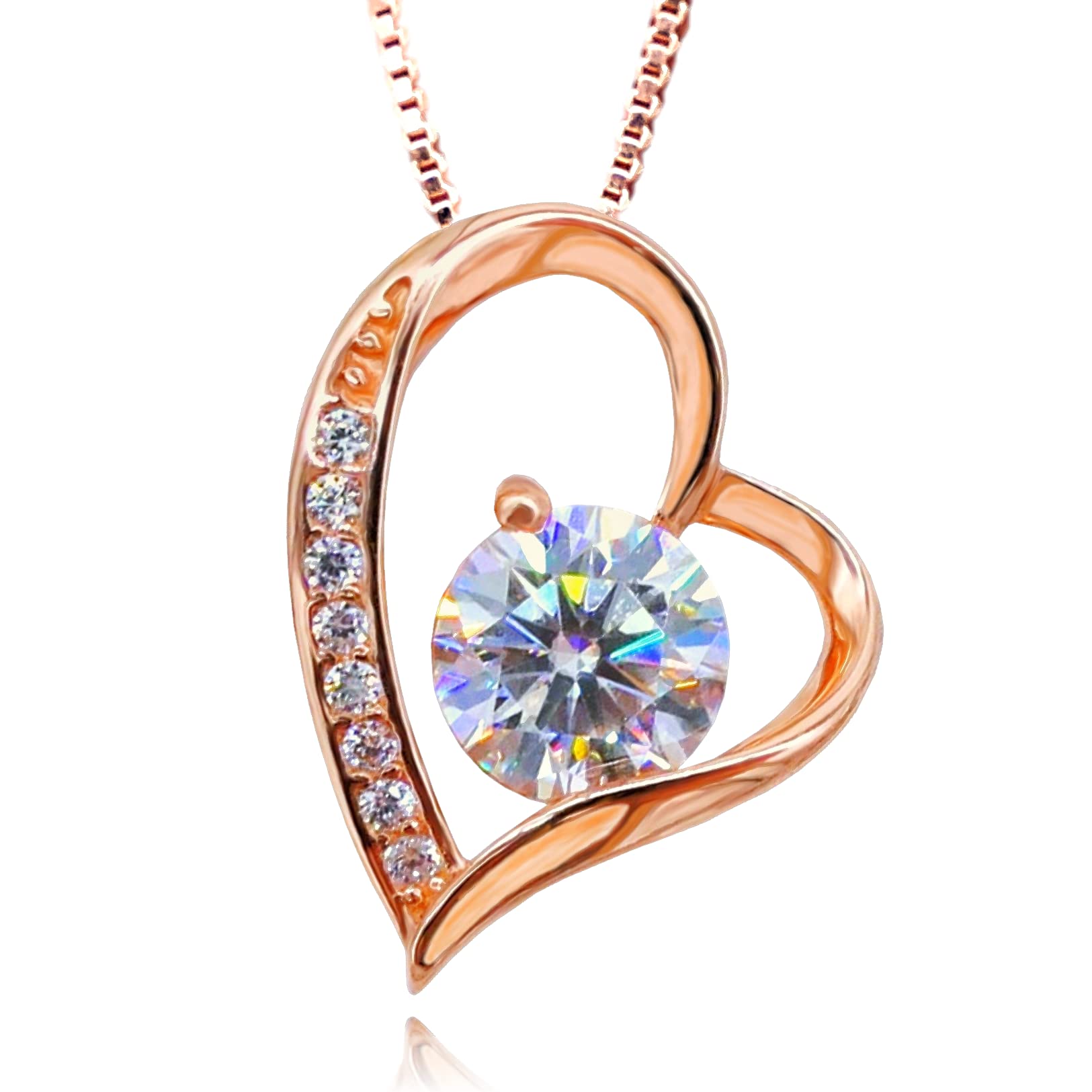 

Moissanite Necklace for Open Heart Present Set with Certificate of Authenticity for Women Gold Simple [Atlacic] Women s Mother s Day, Birthday,