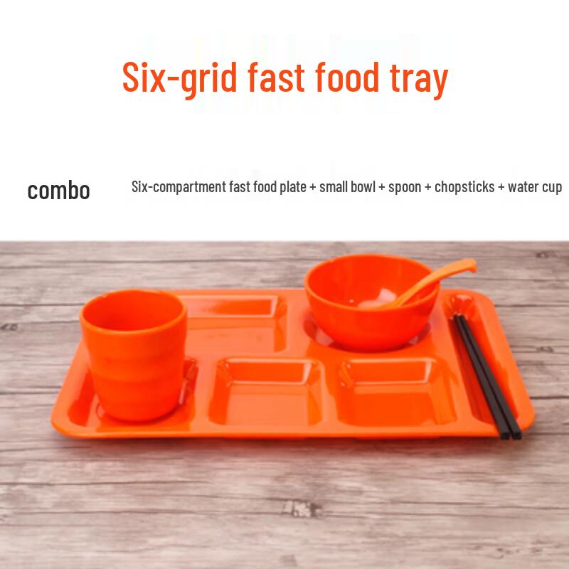 Commercial Melamine 6-Compartment Divided Tray