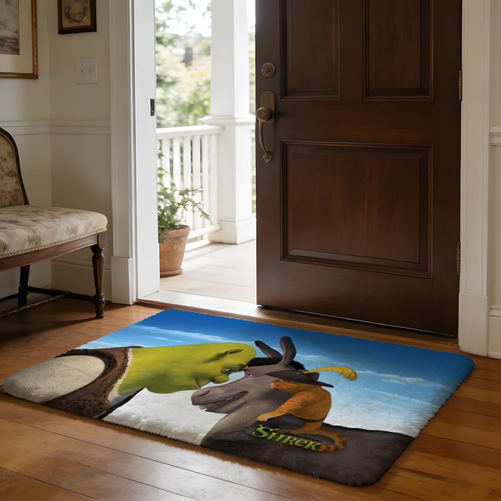 Kwaii Anime SShrekS Floor Mat Soft Flannel Absorbent Mat Non-Slip Rug Home Bedroom Bathroom