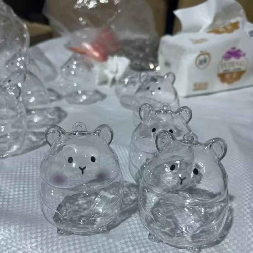 Transparent Acrylic Keychain Cat Hair Storage Capsule Handmade Hamster Hair Storage  DIY Pendant