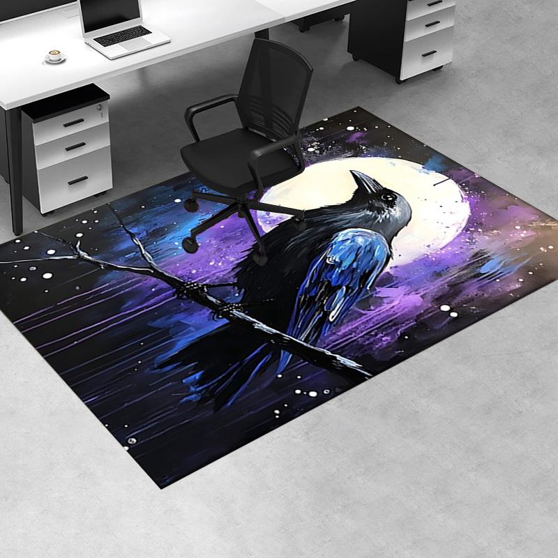 Night Raven Theme Office Carpet Chair Mat: Office Rug for Desk, Large Floor Mat for Home Decor, Sofa