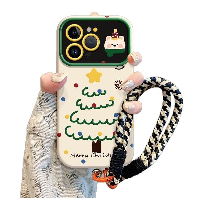 Dog Christmas Tree for Apple 17PRO Phone Case 16 Large Window 15 Matte 14 Anti Drop 12/11 Soft Case X