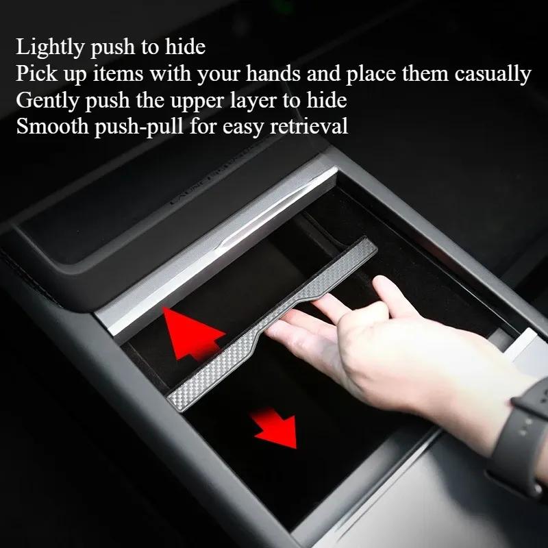 For Tesla Model Y Juniper 2025 Model 3 Highland Central Control Storage Box Armrest Box Storage Organizer Tray Car Accessories