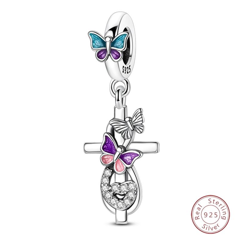 S925 Silver Birthday Bear Lucky Cat Elephant Family Firefly Charms Beads Fit 3mm Bracelets DIY Fine Jewelry