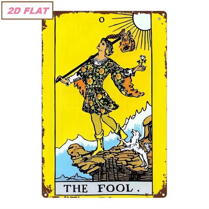 Tin Sign THE FOOL Vintage Retro Playing Card Style Metal Wall Art   Rustic Distressed Poster for Bar Pub Game Room Decor D L