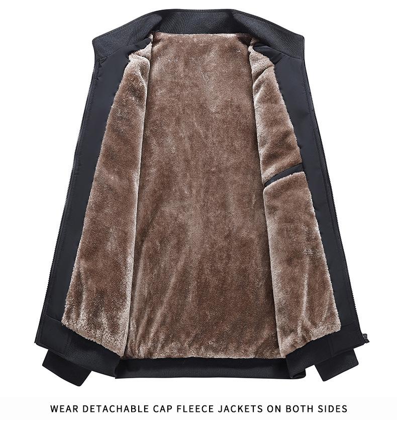 Men's Warm Velvet Jacket, Stand Collar, Versatile for All Ages, Casual Fit for Autumn & Winter