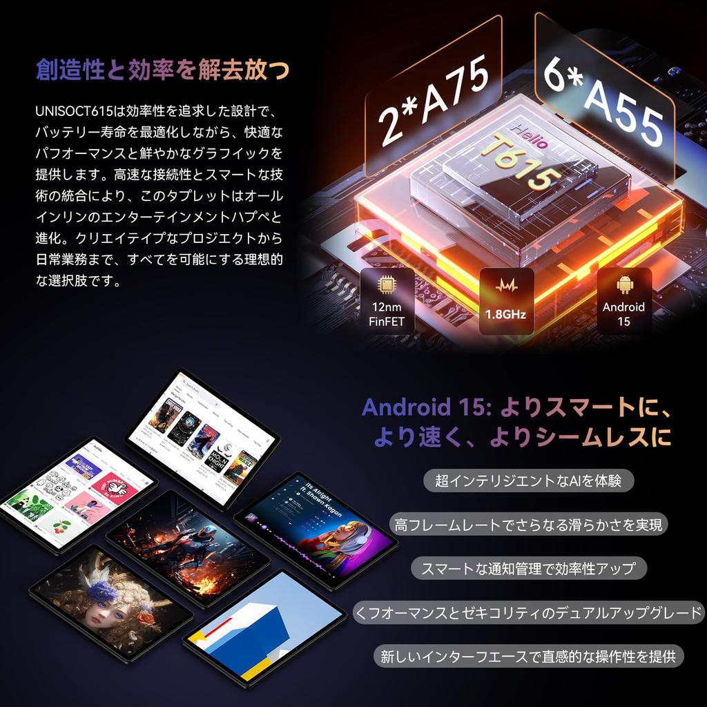 Android 15 Headwolf 1920x1200 Widevine L1 T615 20GB RAM 128GB Face Recognition Wireless Projection Earphone Jack Tablet, 10-inch, Wi-Fi Model WPad6,