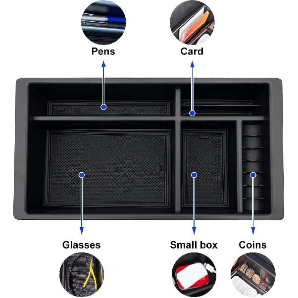 Center Console Organizer Compatible With 2015- Chevy Yukon Tahoe Suburban And 2014-2018 GMC Sierra Silverado Tray Accessories Armrest Storage-Full