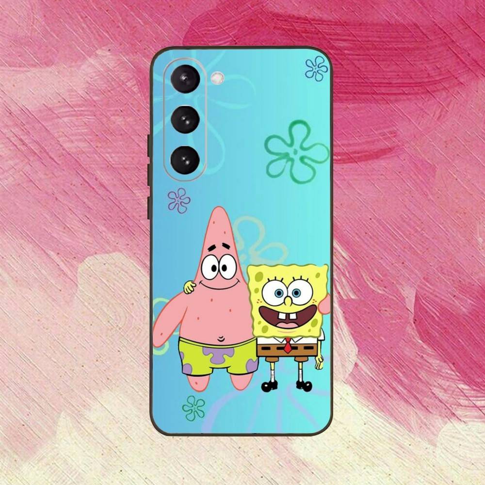 P-Patrick Star S-Spongebob-es Phone Case Black Silicone Soft For Samsung Galaxy A73,A72,A71,A70,A53,A52,A51
