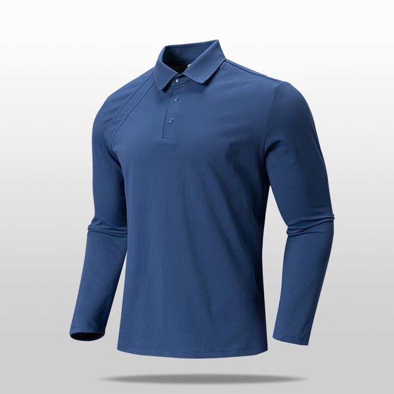 New Autumn and Winter POLO Shirt for Men's Double-skin Grinding Long-sleeved Versatile Casual Lapel Middle-aged and Young Pullover