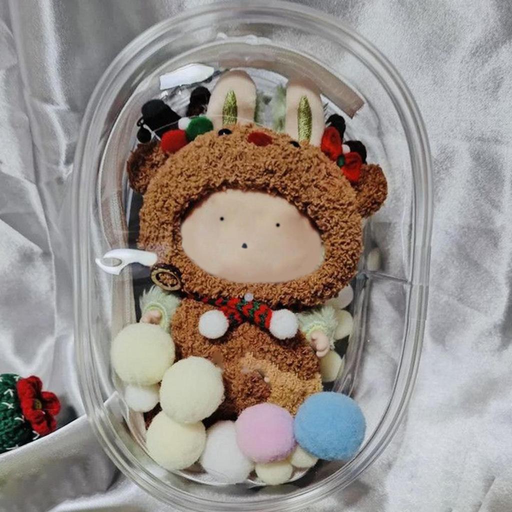 Clear Figures Display Bag, Portable Figures Storage Bag with Keychain, Mini Doll Hanging Blind Box, Single Zipper Closure Dustproof Collectibles Case