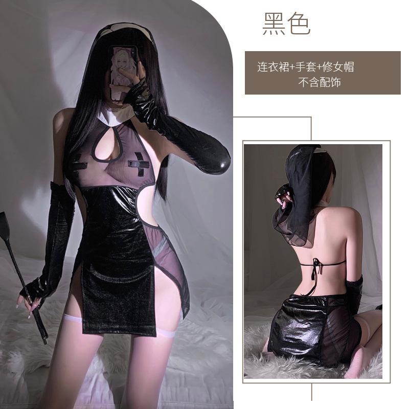 Sex underwear cheongsam babes slit straps transparent mesh passion seduction printing free cosplay purple