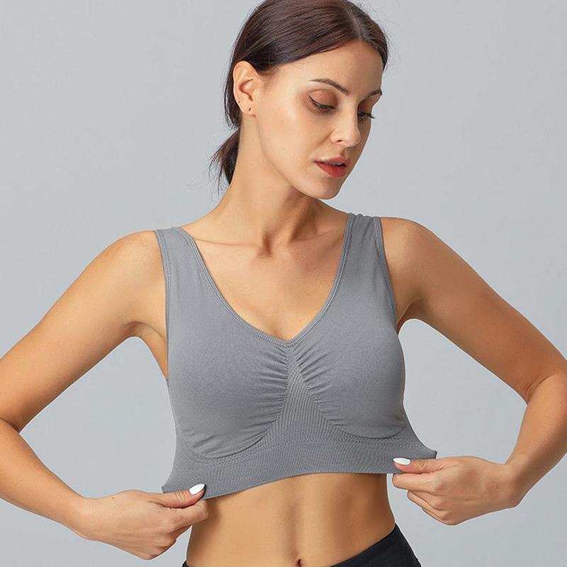Sports Bra for Women Gathered Without Steel Ring Plus Sport Bra Traceless Elasticity Breathable Shockproof Underwear Bra for Yoga Running Vest Fitness
