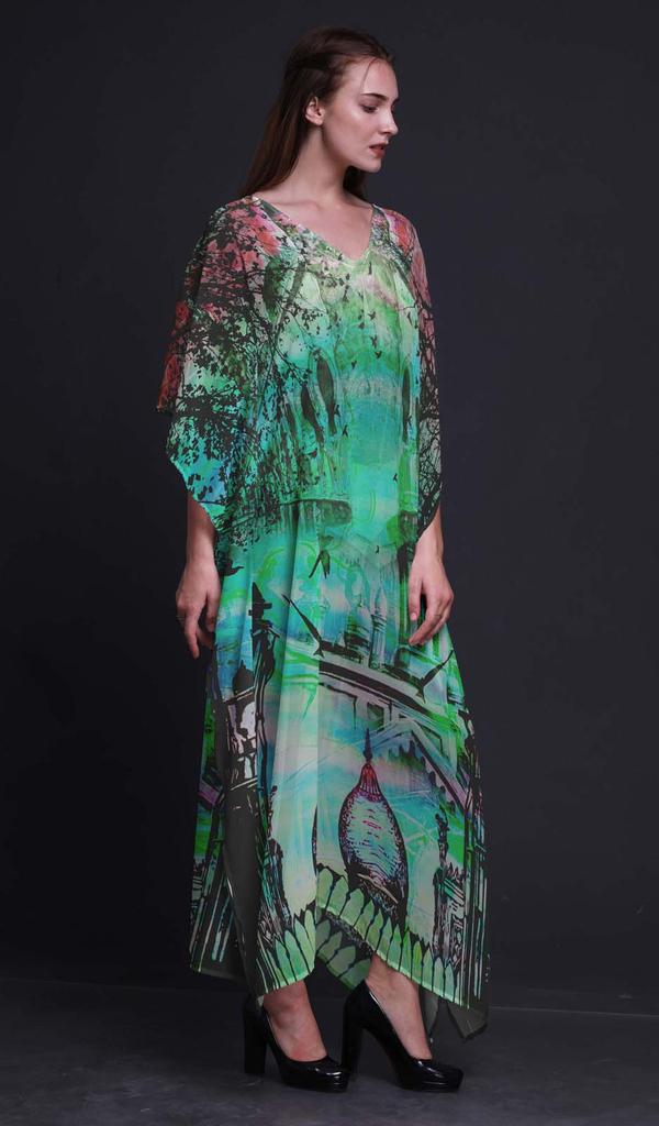 Phagun Mughal Monuments Beach Kaftan Bikini Cover up Womena    s Maxi Dress Long