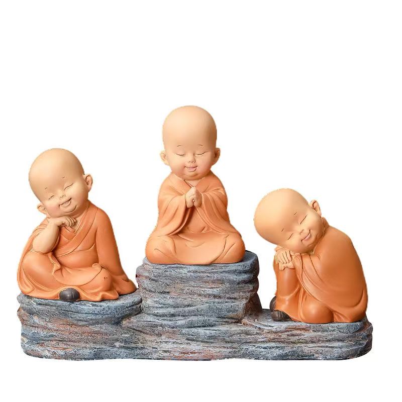 1pc Monk Figurines Car Decoration Crafts,Home Decor Kungfu Monks Figure Car Ornament Buddha Boy Accessories Figurines Tea Pet